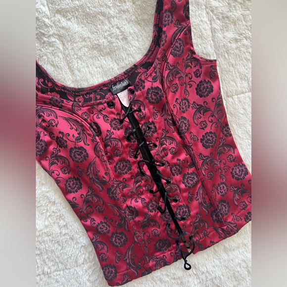 Fredericks of Hollywood Red/Black Corset Tank Top w/ Zippered Back - Picture 2 of 4